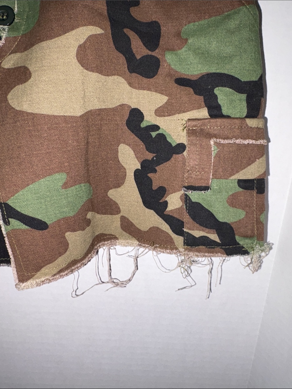 Distressed Camo Cargo Mini Skirt with Button Front - Picture 4 of 6